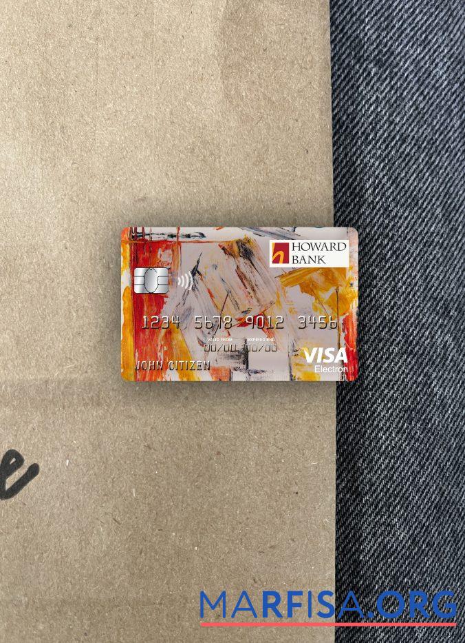 Blank USA Maryland Howard Personal bank visa electron card photolook front template